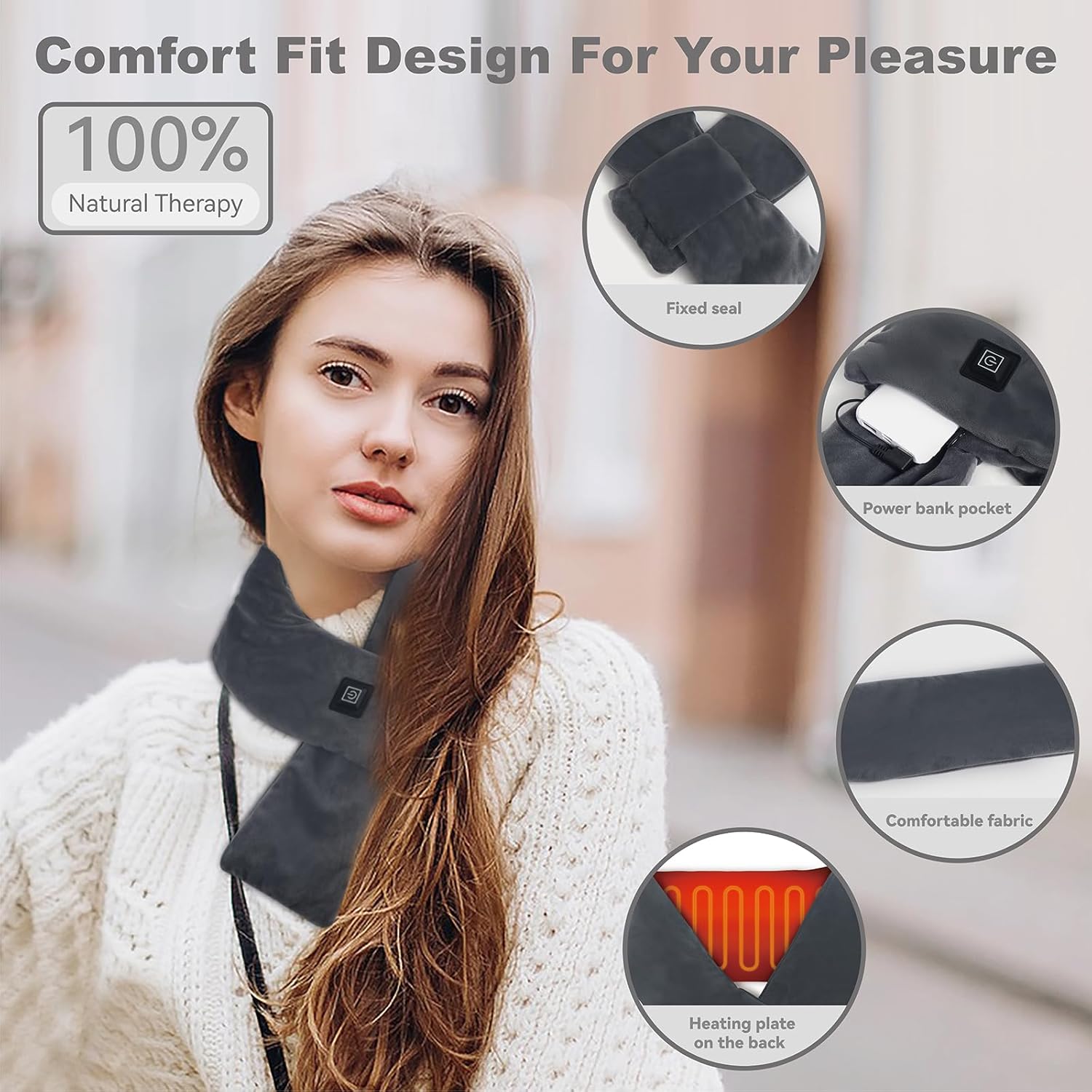 Heated Neck Scarf with Power Bank