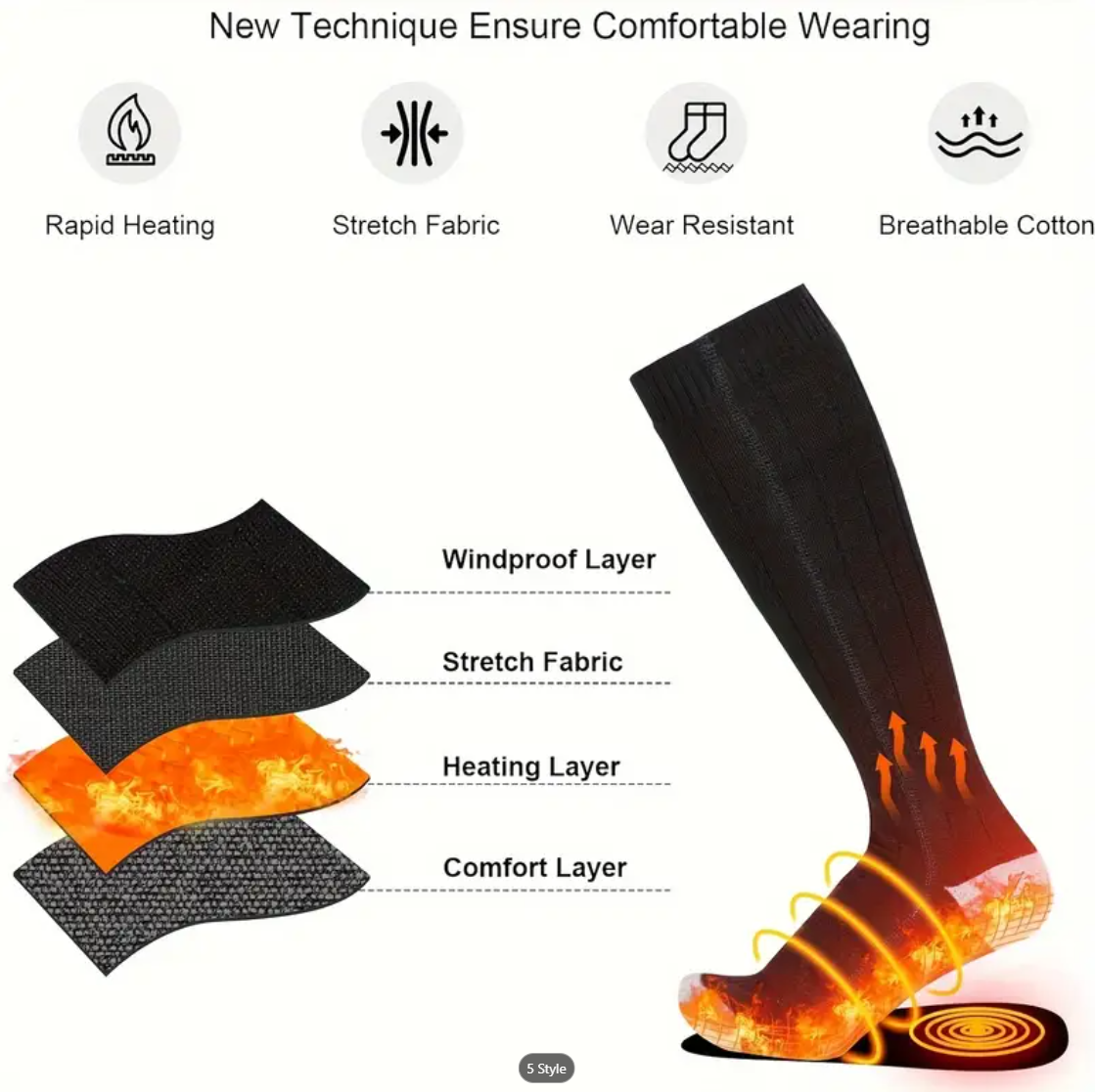 Electric Heated Ski Socks